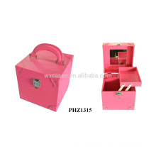 fashional&high quality PVC leather beauty case with a mirror&a tray inside hot sell